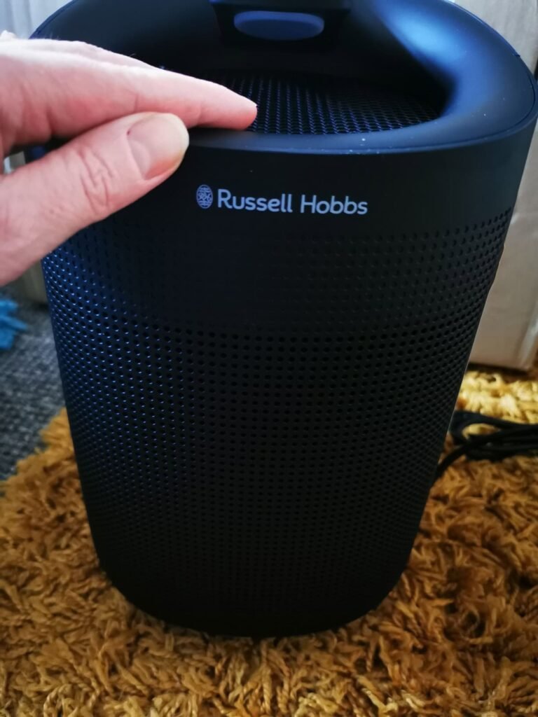 view of our own new purchase testing russell hobbs fresh air mini budget dehumidifier uk unboxing package arrival several weeks to months